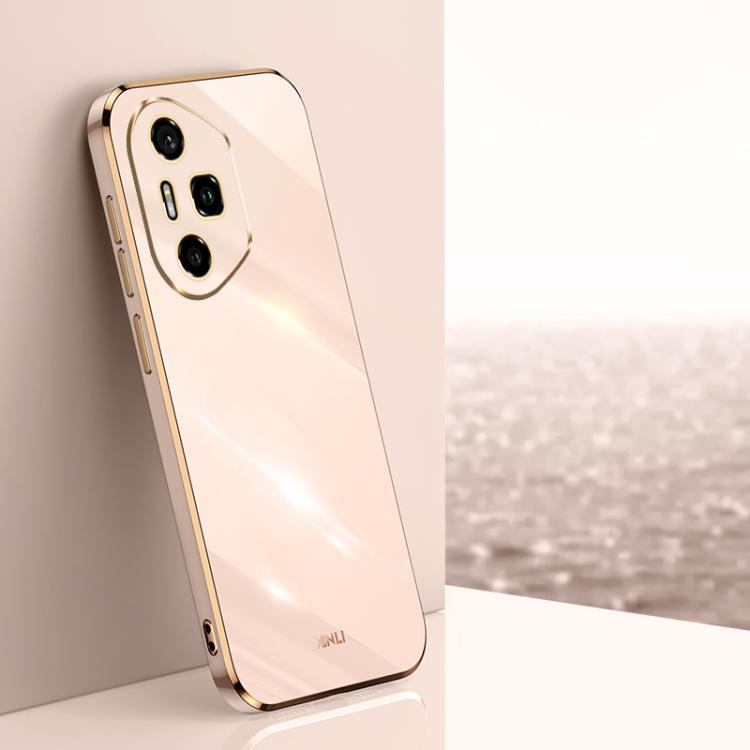 For Honor 300 Pro XINLI Straight 6D Plating Gold Edge TPU Phone Case(Pink)