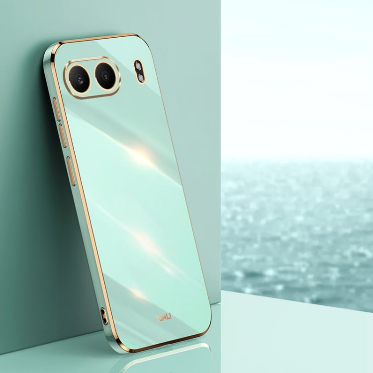 For OnePlus Nord 4 XINLI Straight 6D Plating Gold Edge TPU Phone Case(Mint Green)