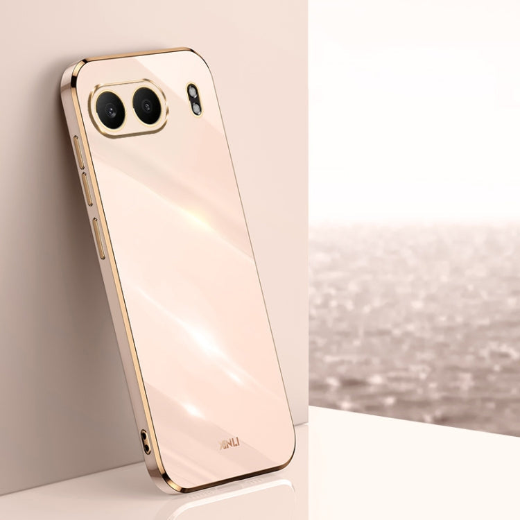 For OnePlus Nord 4 XINLI Straight 6D Plating Gold Edge TPU Phone Case(Pink)