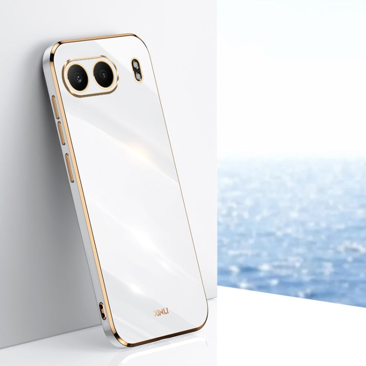 For OnePlus Nord 4 XINLI Straight 6D Plating Gold Edge TPU Phone Case(White)