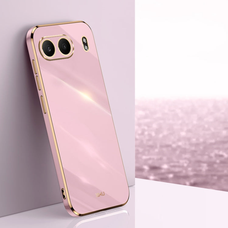 For OnePlus Nord 4 XINLI Straight 6D Plating Gold Edge TPU Phone Case(Cherry Purple)