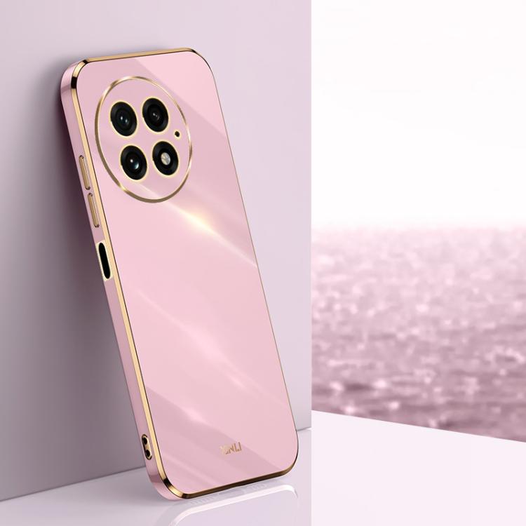 For OnePlus 13 XINLI Straight 6D Plating Gold Edge TPU Phone Case(Cherry Purple)