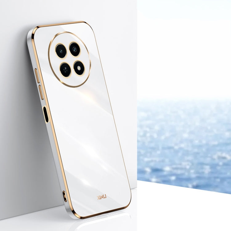 For Realme 12 5G XINLI Straight Edge 6D Electroplate TPU Phone Case(White)