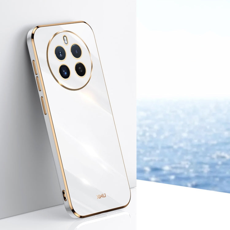 For Realme 12+ XINLI Straight Edge 6D Electroplate TPU Phone Case(White)