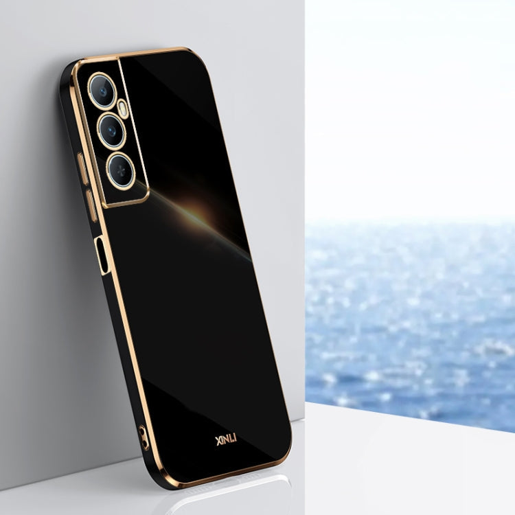 For Realme C65 XINLI Straight Edge 6D Electroplate TPU Phone Case(Black)