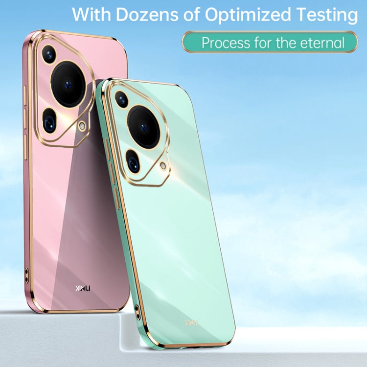 For Huawei Pura 70 Ultra XINLI Straight 6D Plating Gold Edge TPU Phone Case(Cherry Purple)