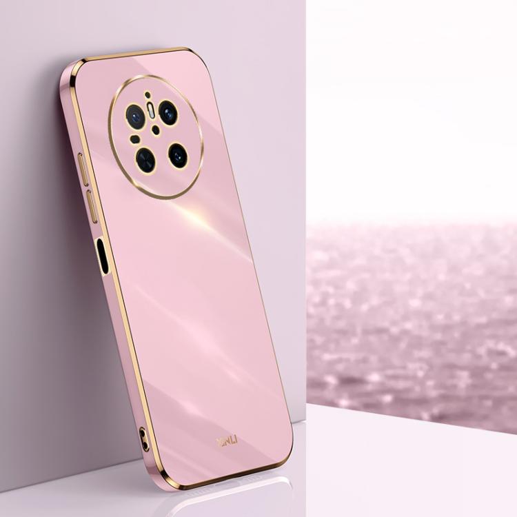 For Huawei Mate 70 XINLI Straight 6D Plating Gold Edge TPU Phone Case(Cherry Purple)