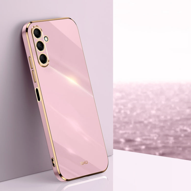 For Samsung Galaxy F15 5G XINLI Straight Edge 6D Electroplate TPU Phone Case(Cherry Purple)