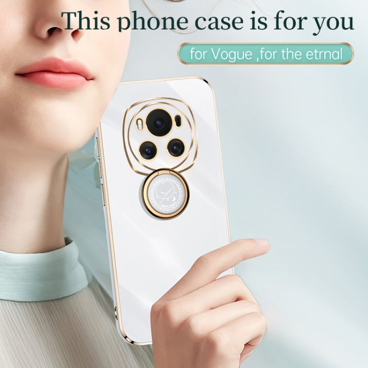 For Honor Magic6 5G XINLI Straight 6D Plating Gold Edge TPU Shockproof Case with Ring Holder(Hawthorn Red)