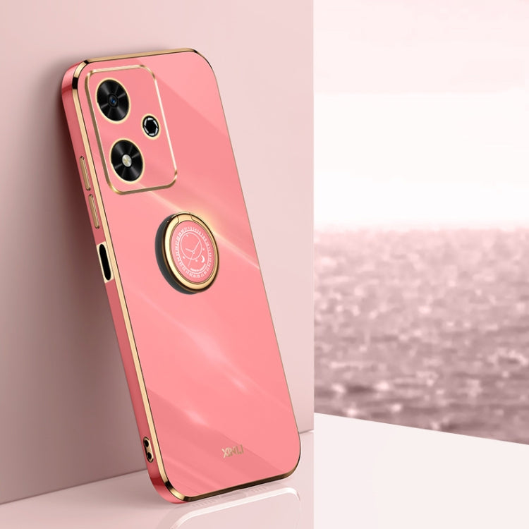 For Honor Play 50 XINLI Straight 6D Plating Gold Edge TPU Shockproof Case with Ring Holder(Hawthorn Red)