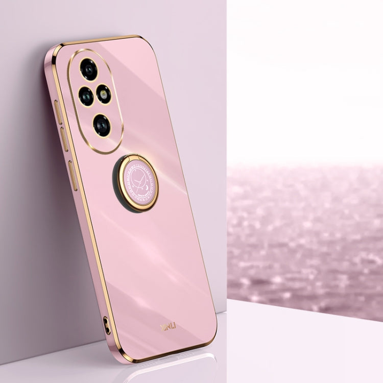 XINLI Straight 6D Plating Gold Edge TPU Shockproof Case with Ring Holder, For Honor 200 Pro, For Honor Play 50, For Honor 200 Lite Global