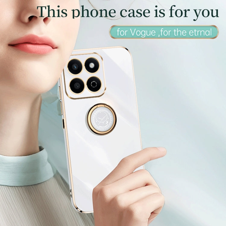 For Honor Play 60 Plus XINLI Straight 6D Plating Gold Edge TPU Shockproof Case with Ring Holder(Hawthorn Red)