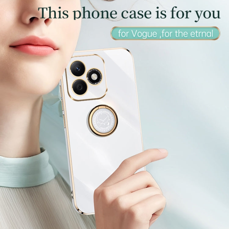 For Honor X60i XINLI Straight 6D Plating Gold Edge TPU Shockproof Case with Ring Holder(Black)