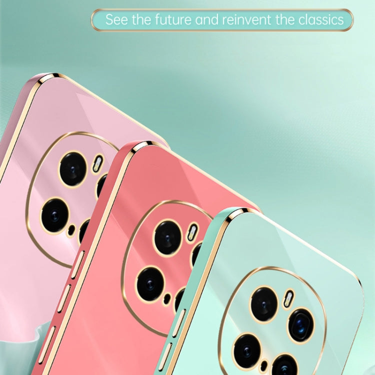 For Honor Magic7 Pro XINLI Straight 6D Plating Gold Edge TPU Shockproof Case with Ring Holder(Mint Green)