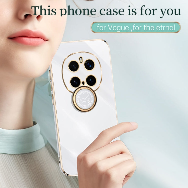 For Honor Magic7 Pro XINLI Straight 6D Plating Gold Edge TPU Shockproof Case with Ring Holder(Celestial Blue)