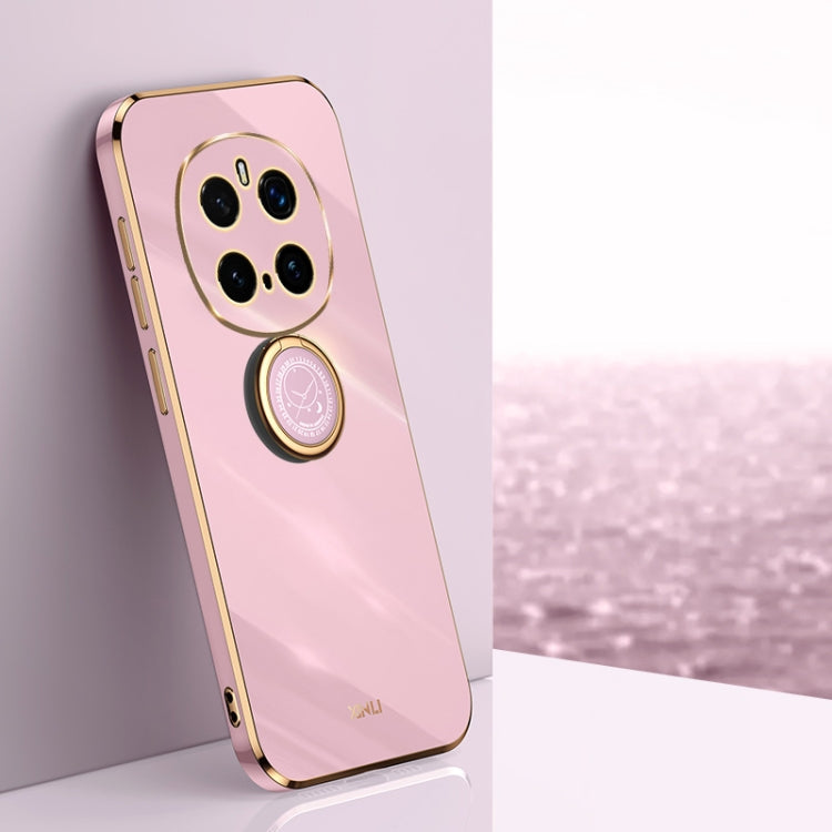 For Honor Magic7 Pro XINLI Straight 6D Plating Gold Edge TPU Shockproof Case with Ring Holder(Cherry Purple)