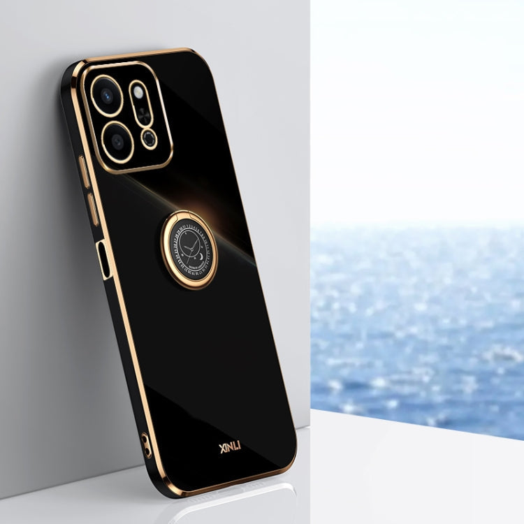 XINLI Straight 6D Plating Gold Edge TPU Shockproof Case with Ring Holder, For Honor X60, For Honor Play9T 5G, For Honor X60i