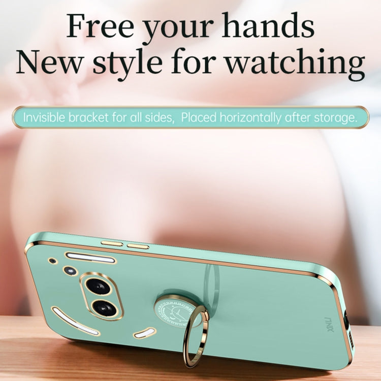 For Nothing Phone 2A XINLI Straight Edge 6D Electroplate TPU Phone Case with Ring Holder(Cherry Purple)