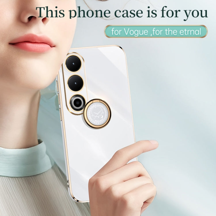 For OnePlus Ace 3V XINLI Straight Edge 6D Electroplate TPU Phone Case with Ring Holder(Mint Green)