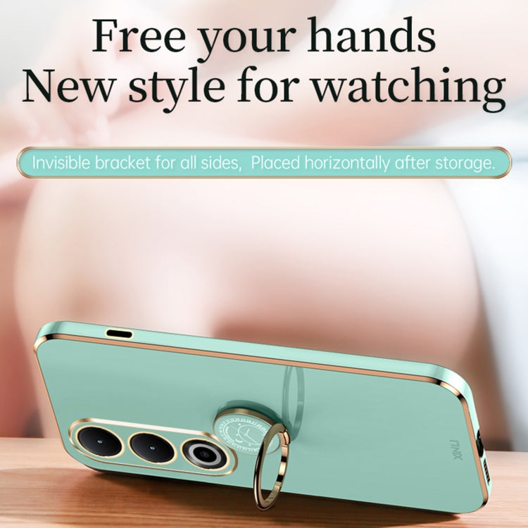 For OnePlus Ace 3V XINLI Straight Edge 6D Electroplate TPU Phone Case with Ring Holder(Black)