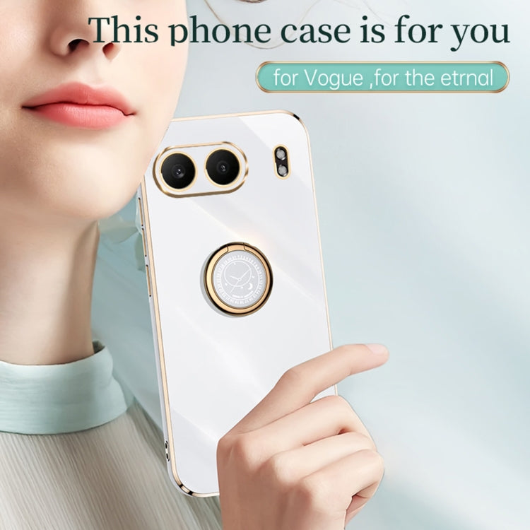 For OnePlus Nord 4 XINLI Straight Edge 6D Electroplate TPU Phone Case with Ring Holder(Pink)