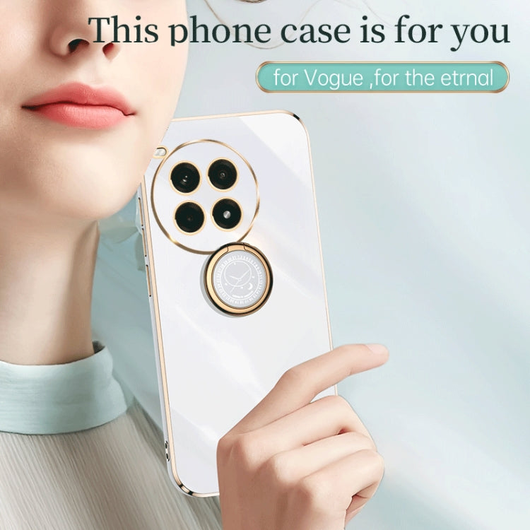 For OnePlus Ace 3 Pro XINLI Straight Edge 6D Electroplate TPU Phone Case with Ring Holder(Black)
