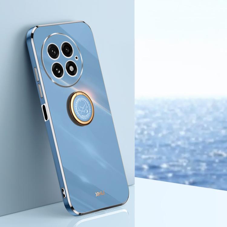 For OnePlus 13 XINLI Straight Edge 6D Electroplate TPU Phone Case with Ring Holder(Celestial Blue)