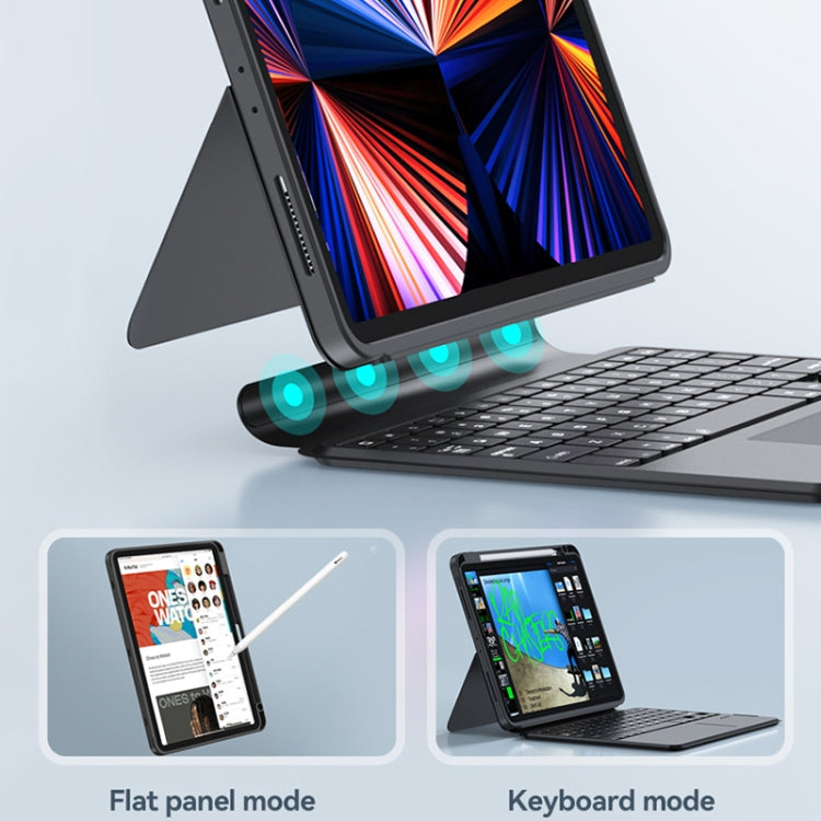 For iPad Pro 11 ZGA K01 Wireless Bluetooth Magnetic Keyboard Tablet Leather Case(Black)