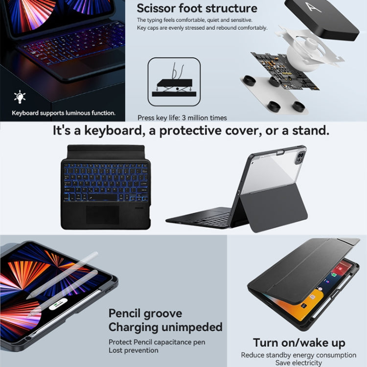For iPad 10th Gen 10.9 2022 ZGA K01 Wireless Bluetooth Magnetic Keyboard Tablet Leather Case(Black)