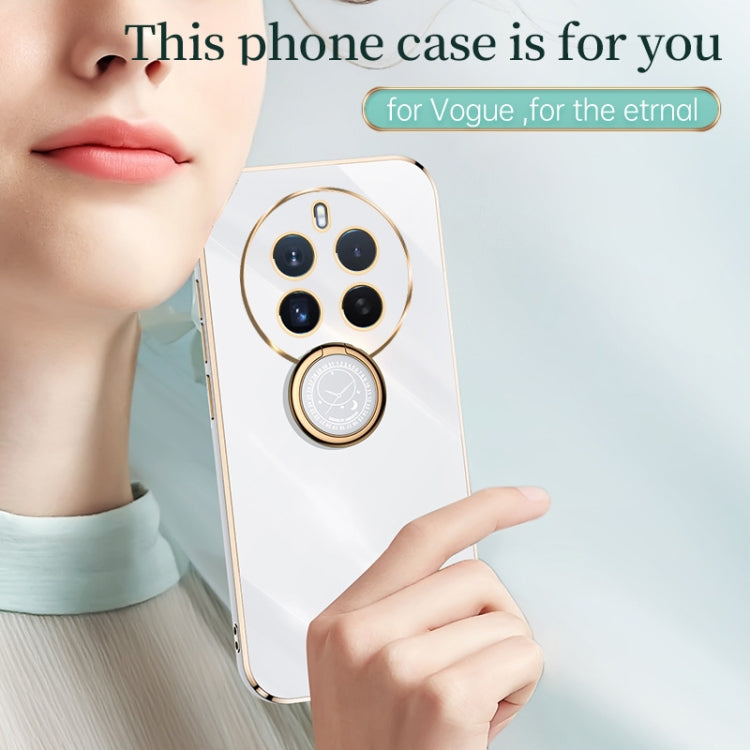 For Realme 12 Pro+ XINLI Straight Edge 6D Electroplate TPU Phone Case with Ring Holder(Hawthorn Red)