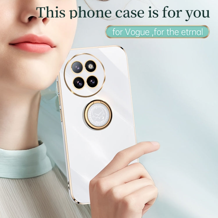 For Xiaomi Civi 4 Pro XINLI Straight Edge 6D Electroplate TPU Phone Case with Ring Holder(Mint Green)