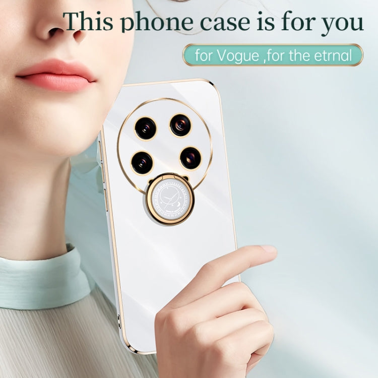 For Xiaomi 14 Ultra 5G XINLI Straight Edge 6D Electroplate TPU Phone Case with Ring Holder(Cherry Purple)