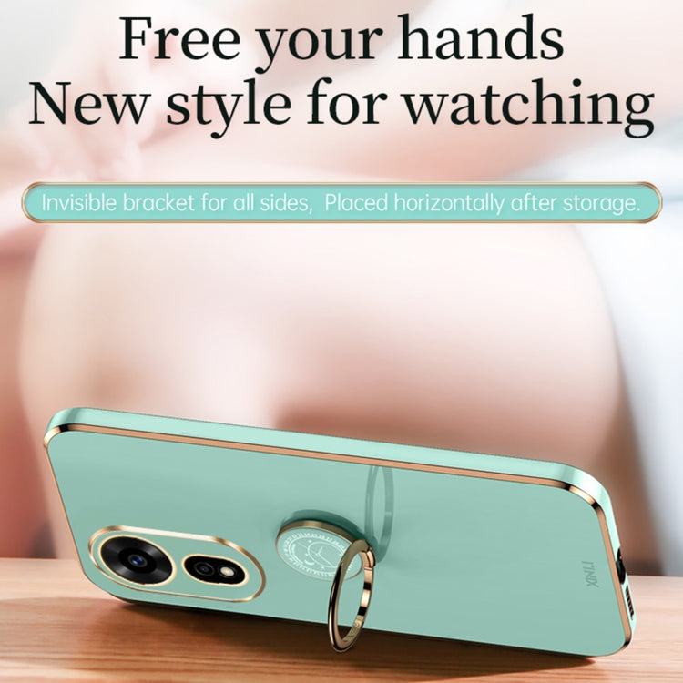 For Huawei Nova 12 SE XINLI Straight 6D Plating Gold Edge TPU Shockproof Case with Ring Holder(Mint Green)