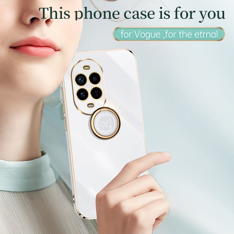 For Huawei Nova 13 Pro XINLI Straight 6D Plating Gold Edge TPU Shockproof Case with Ring Holder(Mint Green)
