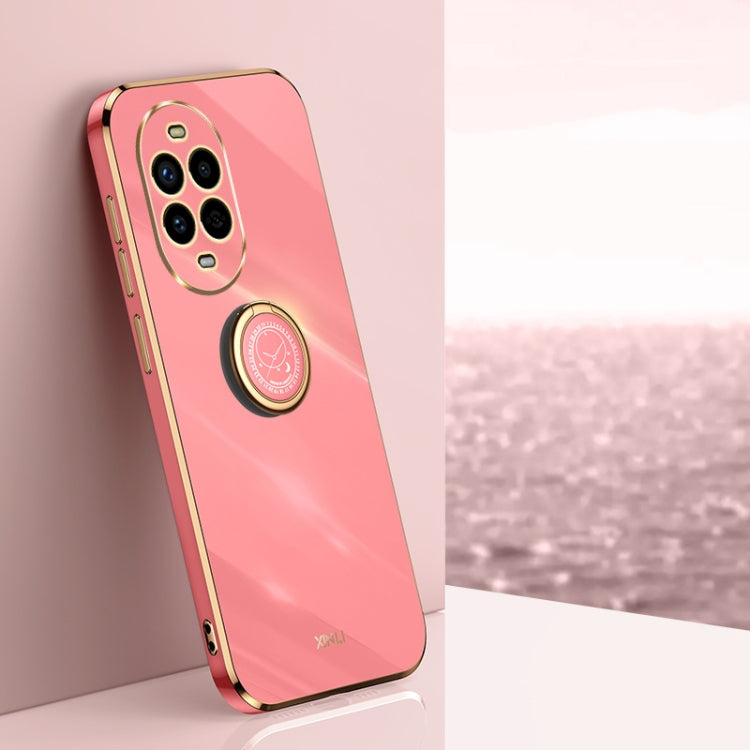 For Huawei Nova 13 Pro XINLI Straight 6D Plating Gold Edge TPU Shockproof Case with Ring Holder(Hawthorn Red)