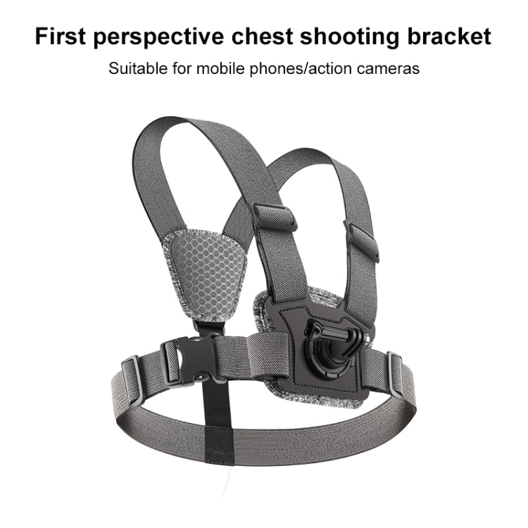 6 in 1 Phone Clamp Adjustable Body Mount Belt Chest Strap with Mount & Screw(Grey)