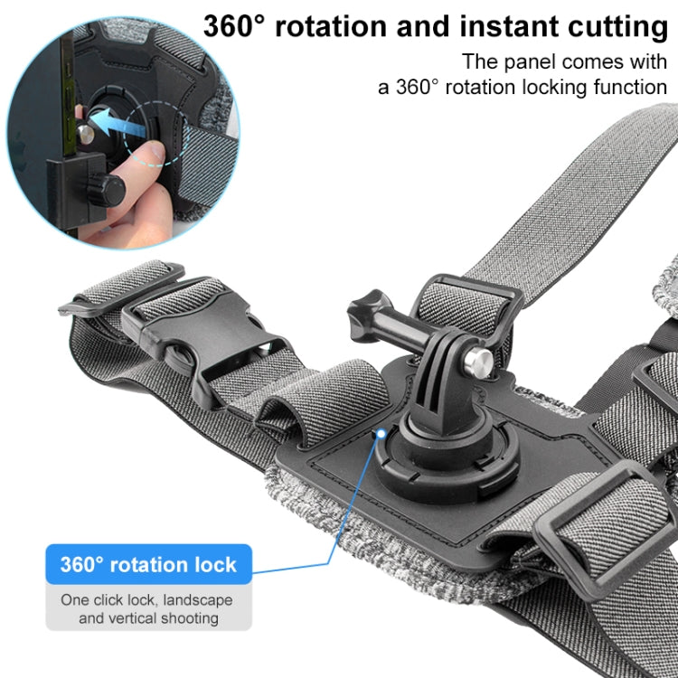 6 in 1 Phone Clamp Adjustable Body Mount Belt Chest Strap with Mount & Screw(Grey)