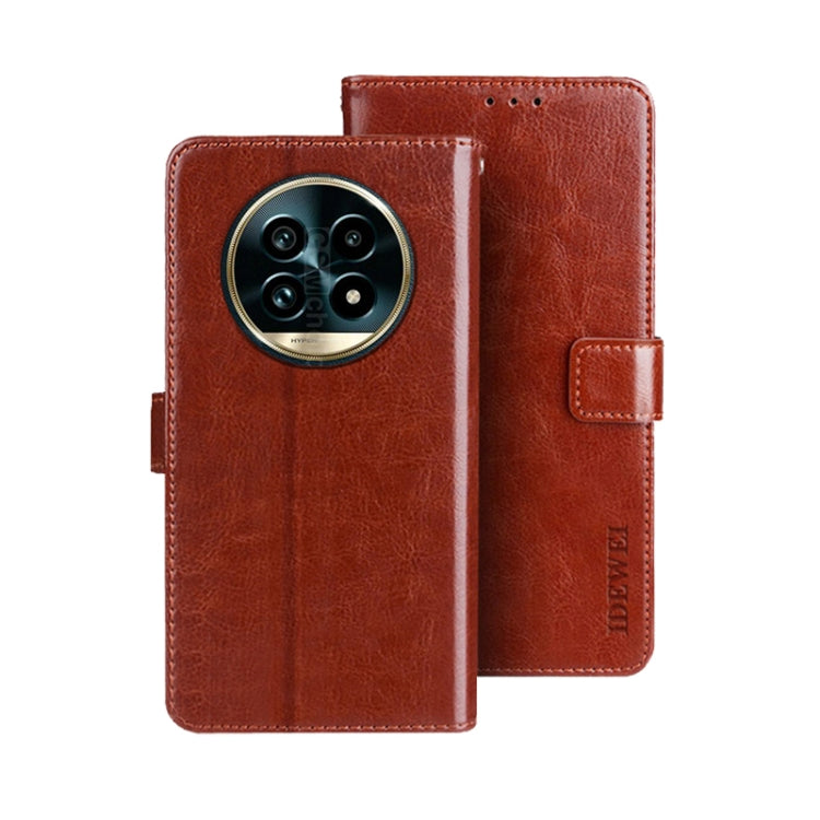 For Realme 13 Pro+ 5G idewei Crazy Horse Texture Leather Phone Case(Brown)