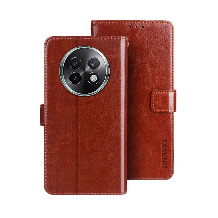 For Realme 13+ 5G idewei Crazy Horse Texture Leather Phone Case(Brown)
