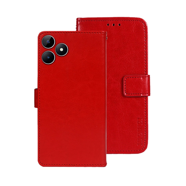 For Realme Note 50 idewei Crazy Horse Texture Leather Phone Case(Red)