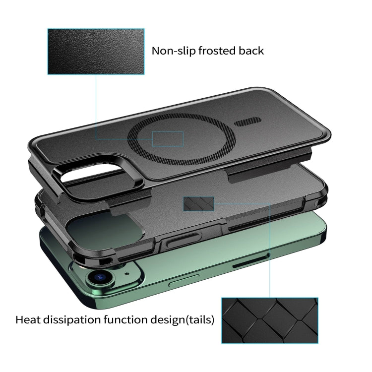 For iPhone 13 RedPepper Armor Magsafe PC Hybrid TPU Phone Case(Black)