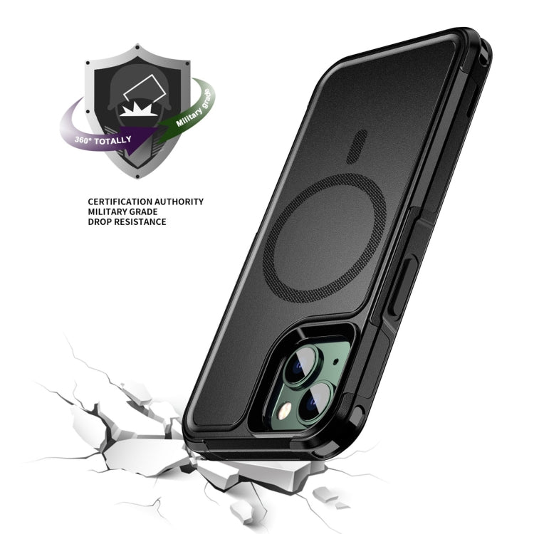 For iPhone 13 RedPepper Armor Magsafe PC Hybrid TPU Phone Case(Black)