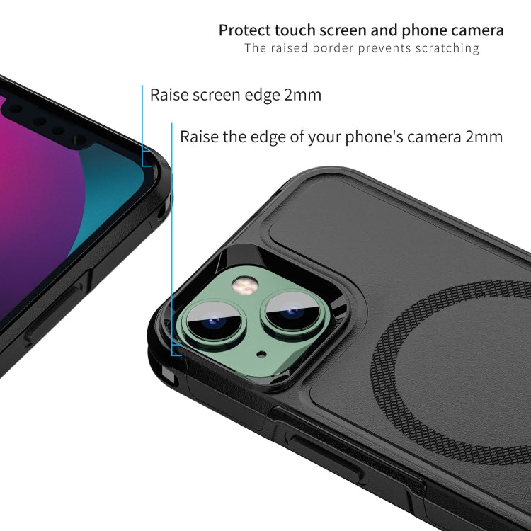 For iPhone 13 RedPepper Armor Magsafe PC Hybrid TPU Phone Case(Black)