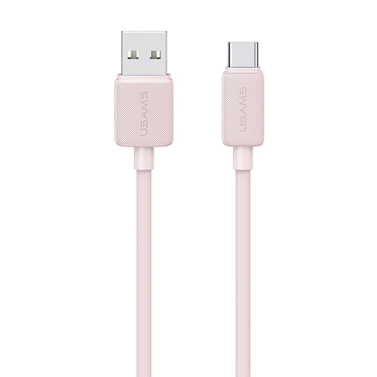USAMS US-SJ698 USB to USB-C / Type-C 3A Striped Fast Charge Data Cable, Length:3m(Pink)