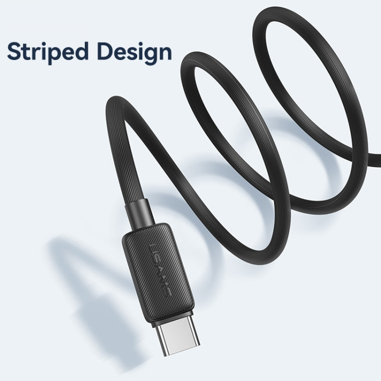 USAMS US-SJ688 USB to USB-C / Type-C 3A Striped Fast Charge Data Cable, Length:1m(Black)