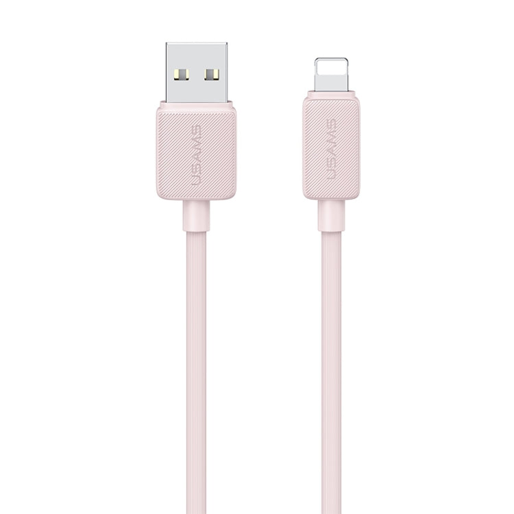 USAMS US-SJ699 USB to 8 Pin 2.4A Striped Fast Charge Data Cable, Length:3m(Pink)