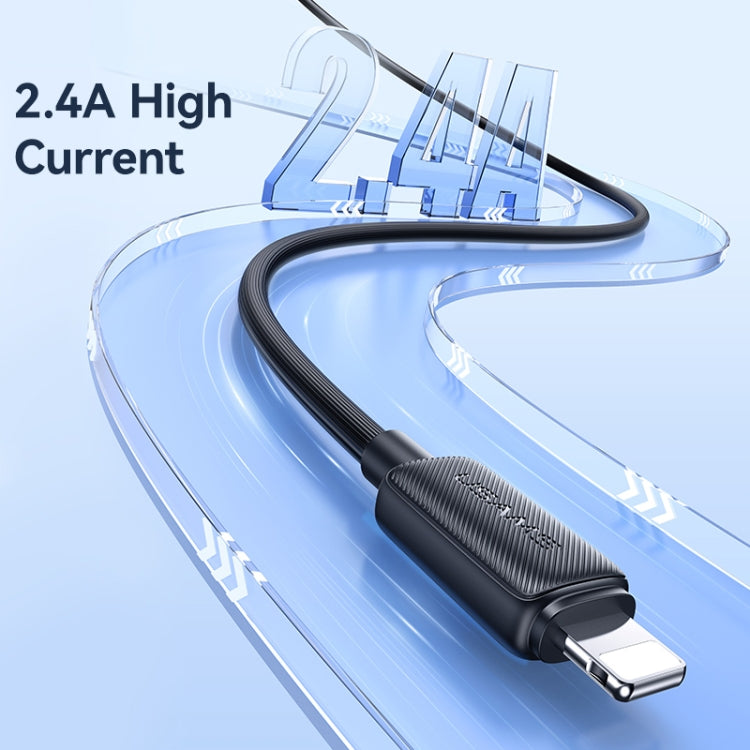 USAMS US-SJ689 USB to 8 Pin 2.4A Striped Fast Charge Data Cable, Length:1m(Black)