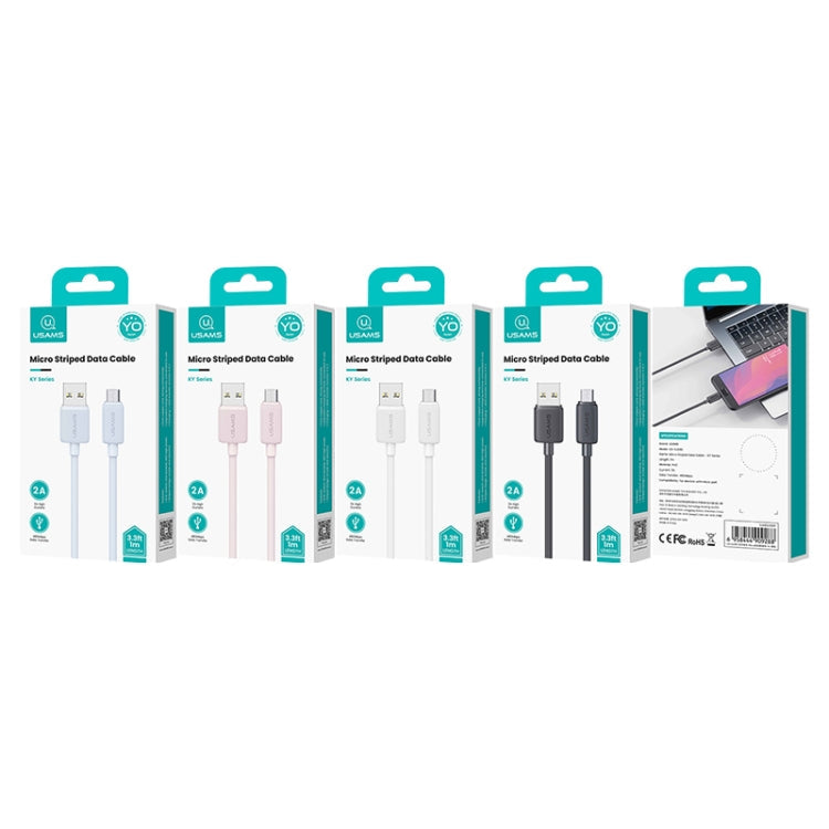 USAMS US-SJ700 USB to Micro USB 2A Striped Fast Charge Data Cable, Length:3m(Pink)