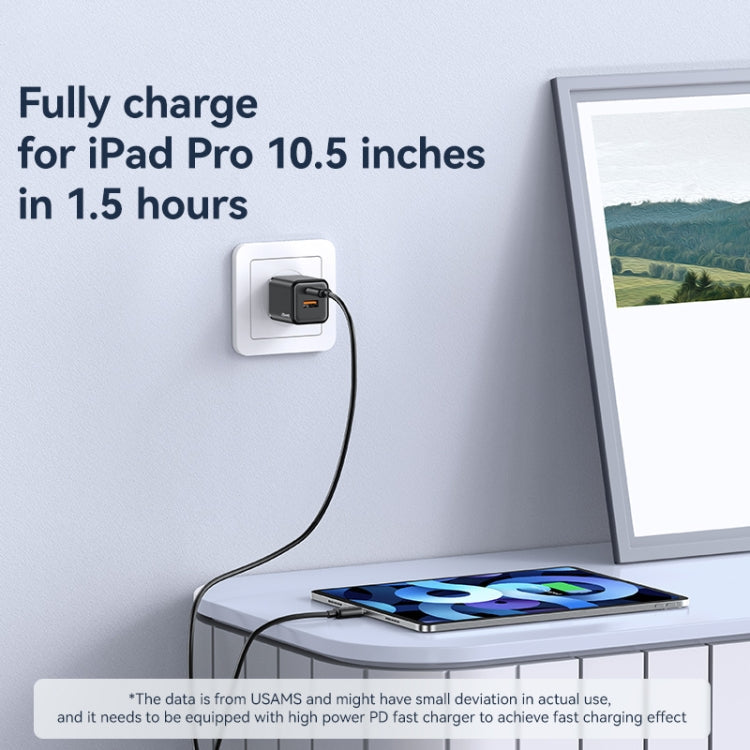 USAMS US-SJ697 USB-C / Type-C to 8 Pin 30W Striped Fast Charge Data Cable, Length:2m(White)