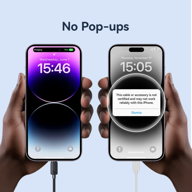 USAMS US-SJ697 USB-C / Type-C to 8 Pin 30W Striped Fast Charge Data Cable, Length:2m(White)